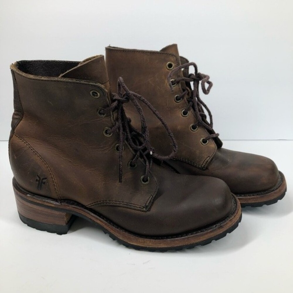 Vintage Frye Brown Leather Lace Up Boot Rare Made In The USA Size 6 - Picture 5 of 14